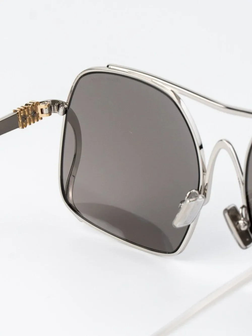 Miu Miu Women Sunglasses Silver Grey Pilot MUA55S 1BC80Q NEW AUTHENTIC